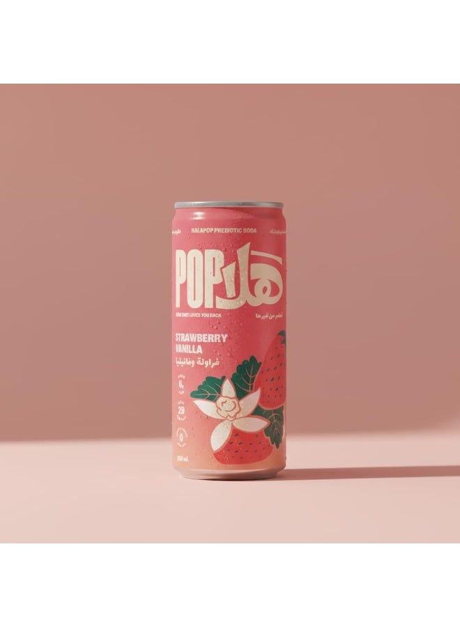 HalaPop Strawberry Vanilla Prebiotic Soda pack of 4 - Image 4